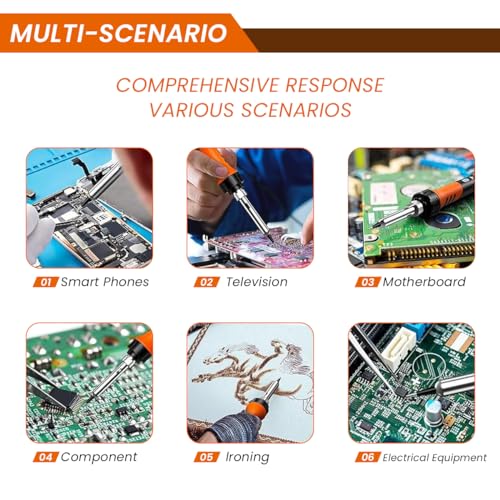 Serplex® 60W Soldering Iron Kit With 5 Tips Quick Heat 200-450°C Adjustable Temperature Gun On Off Switch Electric Set For Electronics Repair DIY Craft 3 PCS Serplex® 60W Soldering Iron Kit With 5 Tips Quick Heat 200-450°C Adjustable Temperature Gun On Off Switch Electric Set For Electronics Repair DIY Craft 3 PCS